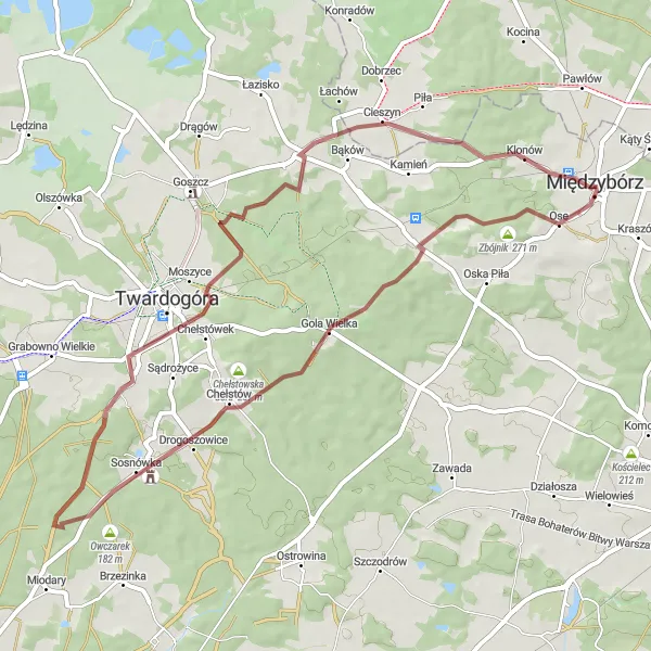 Miniatura mapy "Przejażdżka przez Owczarka i Wieżę" - trasy rowerowej w Dolnośląskie, Poland. Wygenerowane przez planer tras rowerowych Tarmacs.app