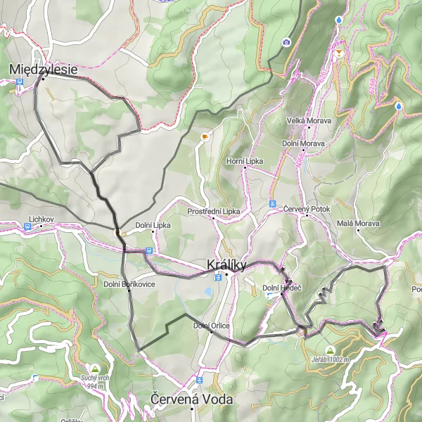 Map miniature of "The Countryside Escape" cycling inspiration in Dolnośląskie, Poland. Generated by Tarmacs.app cycling route planner