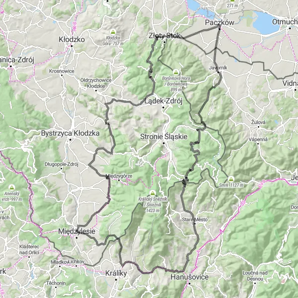 Map miniature of "The Dolnośląskie Adventure" cycling inspiration in Dolnośląskie, Poland. Generated by Tarmacs.app cycling route planner