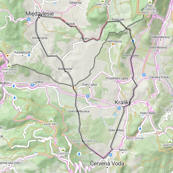 Map miniature of "The Copper Mine Route" cycling inspiration in Dolnośląskie, Poland. Generated by Tarmacs.app cycling route planner