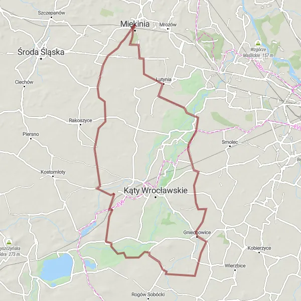 Map miniature of "Gravel Adventure to Bardko and Łazy" cycling inspiration in Dolnośląskie, Poland. Generated by Tarmacs.app cycling route planner