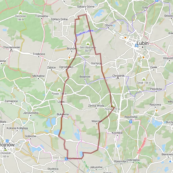 Map miniature of "Gravel Exploration" cycling inspiration in Dolnośląskie, Poland. Generated by Tarmacs.app cycling route planner