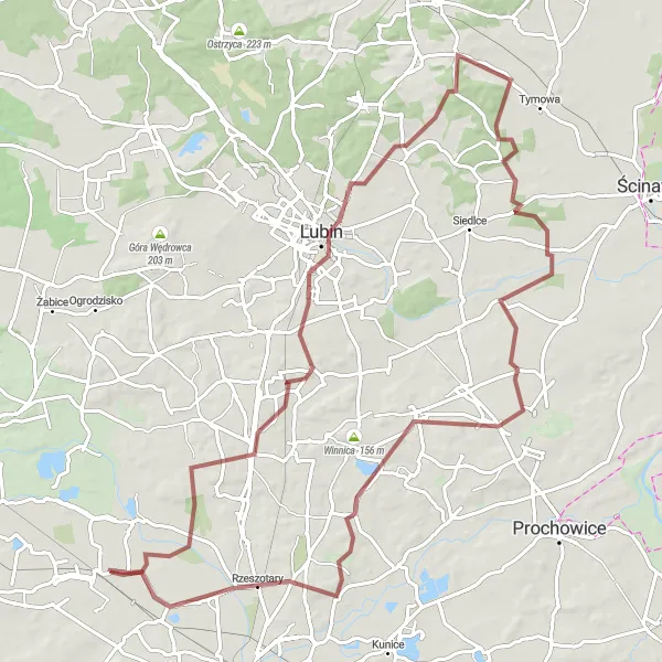 Miniatura mapy "Trasa Gravelowa z Miłkowice do Jakuszowa" - trasy rowerowej w Dolnośląskie, Poland. Wygenerowane przez planer tras rowerowych Tarmacs.app