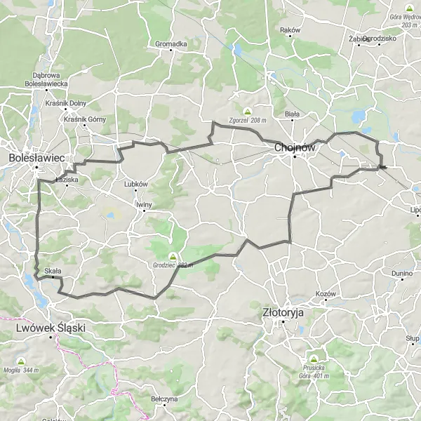 Miniatura mapy "Trasa w okolicach Miłkowic - Dolnośląskie" - trasy rowerowej w Dolnośląskie, Poland. Wygenerowane przez planer tras rowerowych Tarmacs.app