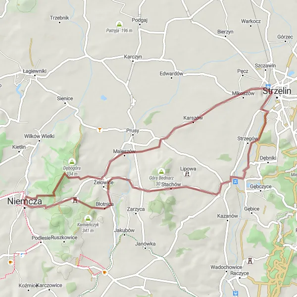 Map miniature of "Bike through the rolling hills of Dolnośląskie" cycling inspiration in Dolnośląskie, Poland. Generated by Tarmacs.app cycling route planner