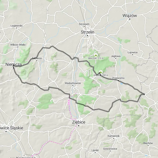 Map miniature of "Epic road cycling adventure in Dolnośląskie" cycling inspiration in Dolnośląskie, Poland. Generated by Tarmacs.app cycling route planner