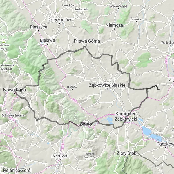 Map miniature of "Kobylec Road Loop" cycling inspiration in Dolnośląskie, Poland. Generated by Tarmacs.app cycling route planner