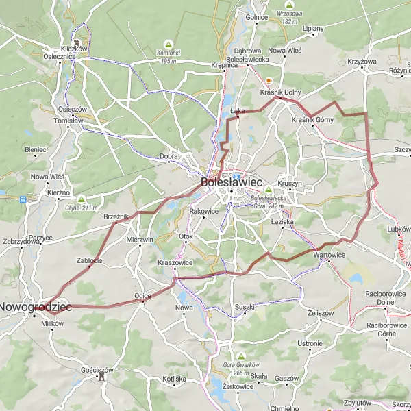 Miniatura mapy "Warta Bolesławiecka i Milików" - trasy rowerowej w Dolnośląskie, Poland. Wygenerowane przez planer tras rowerowych Tarmacs.app