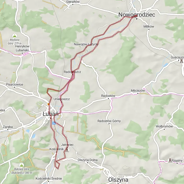Miniatura mapy "Szlak Młyńska Góra" - trasy rowerowej w Dolnośląskie, Poland. Wygenerowane przez planer tras rowerowych Tarmacs.app