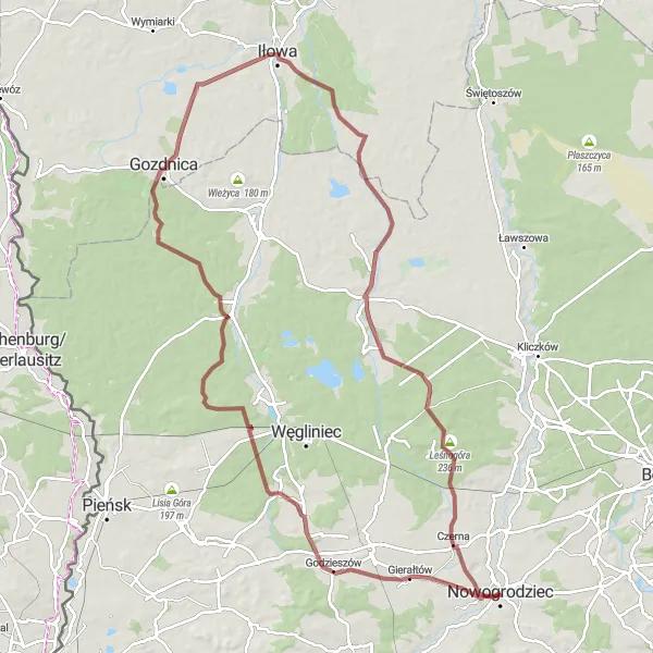 Miniatura mapy "Przez Czerwoną Wodę i Ołobok" - trasy rowerowej w Dolnośląskie, Poland. Wygenerowane przez planer tras rowerowych Tarmacs.app