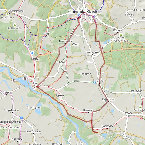 Map miniature of "Góra Holtei'a Loop" cycling inspiration in Dolnośląskie, Poland. Generated by Tarmacs.app cycling route planner