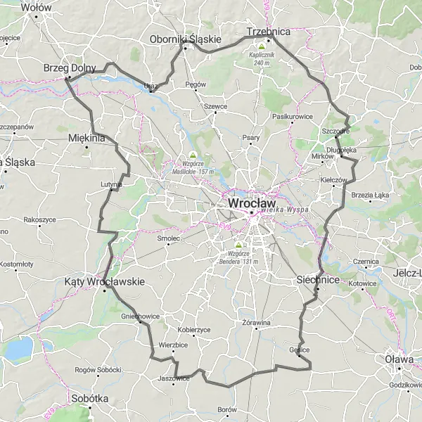 Map miniature of "Droszów Adventure" cycling inspiration in Dolnośląskie, Poland. Generated by Tarmacs.app cycling route planner