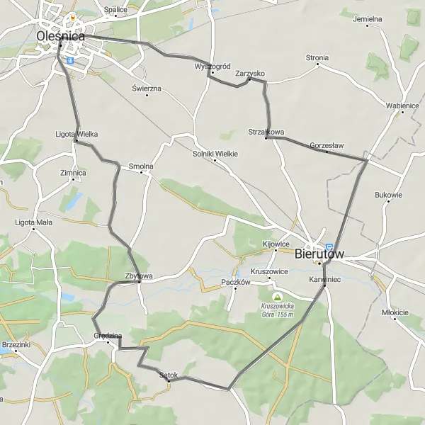 Miniatura mapy "Trasa rowerowa Oleśnica - Karwiniec" - trasy rowerowej w Dolnośląskie, Poland. Wygenerowane przez planer tras rowerowych Tarmacs.app