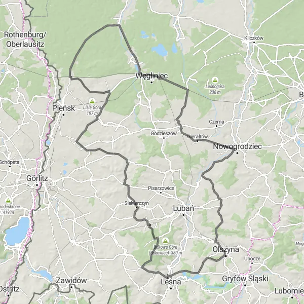Miniatura mapy "Wyprawa szosowa do Zagajnika" - trasy rowerowej w Dolnośląskie, Poland. Wygenerowane przez planer tras rowerowych Tarmacs.app