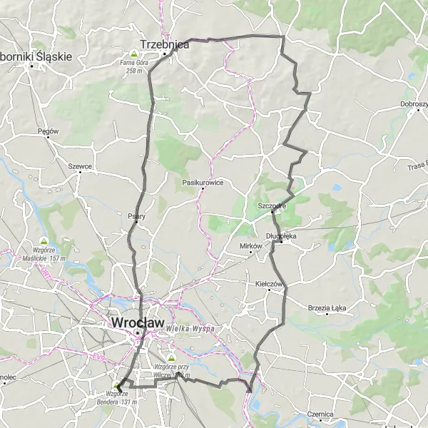 Map miniature of "The Mathematical Tower Adventure" cycling inspiration in Dolnośląskie, Poland. Generated by Tarmacs.app cycling route planner