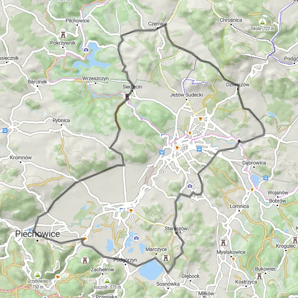 Miniatura mapy "Trasa przez Gęśle i Staniszów" - trasy rowerowej w Dolnośląskie, Poland. Wygenerowane przez planer tras rowerowych Tarmacs.app