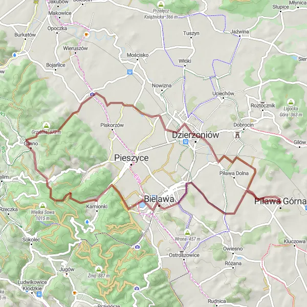 Miniatura mapy "Trasa Gravelowa z punktem widokowym" - trasy rowerowej w Dolnośląskie, Poland. Wygenerowane przez planer tras rowerowych Tarmacs.app