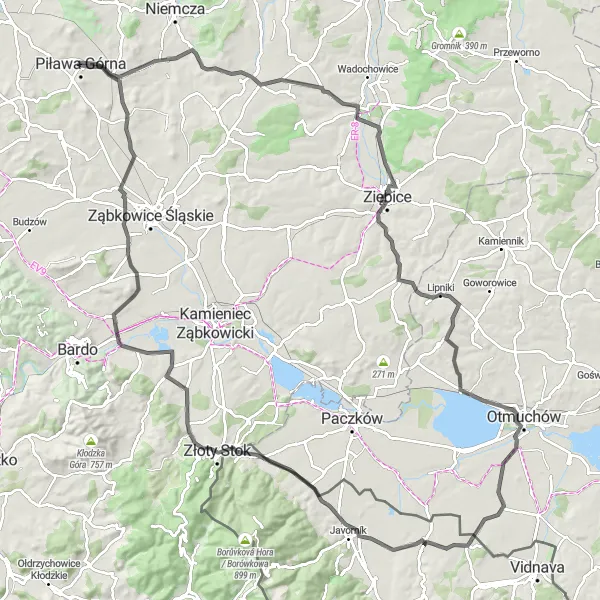 Miniatura mapy "Przez Kokosznik i Lasowice" - trasy rowerowej w Dolnośląskie, Poland. Wygenerowane przez planer tras rowerowych Tarmacs.app