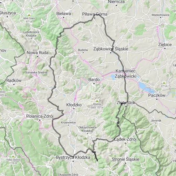 Miniatura mapy "Trasa rowerowa z Piławy Górnej: Szlak Przełęcz Woliborska" - trasy rowerowej w Dolnośląskie, Poland. Wygenerowane przez planer tras rowerowych Tarmacs.app