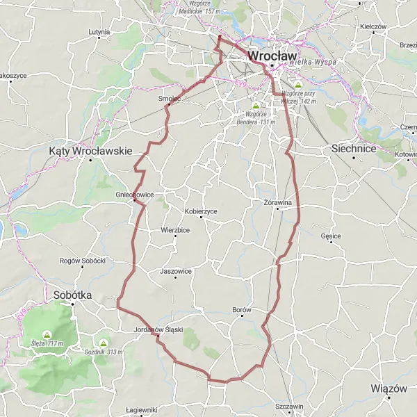 Map miniature of "Off-Road Adventure in the Countryside" cycling inspiration in Dolnośląskie, Poland. Generated by Tarmacs.app cycling route planner