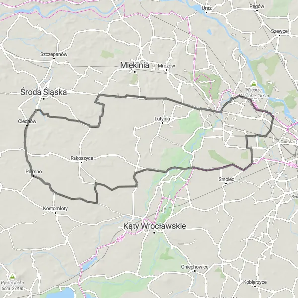 Map miniature of "Historic Landmarks and Natural Wonders" cycling inspiration in Dolnośląskie, Poland. Generated by Tarmacs.app cycling route planner