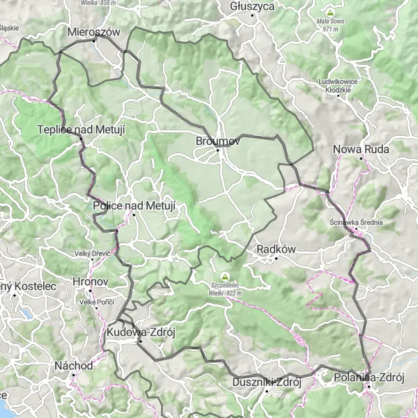 Miniatura mapy "Trasa Dolnośląski Szlak Rowerowy" - trasy rowerowej w Dolnośląskie, Poland. Wygenerowane przez planer tras rowerowych Tarmacs.app
