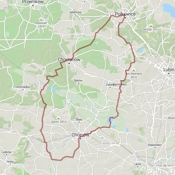 Map miniature of "Exploring Rural Charms" cycling inspiration in Dolnośląskie, Poland. Generated by Tarmacs.app cycling route planner