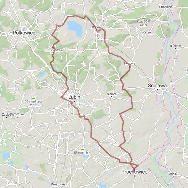 Map miniature of "Gravel Challenge in Dolnośląskie" cycling inspiration in Dolnośląskie, Poland. Generated by Tarmacs.app cycling route planner