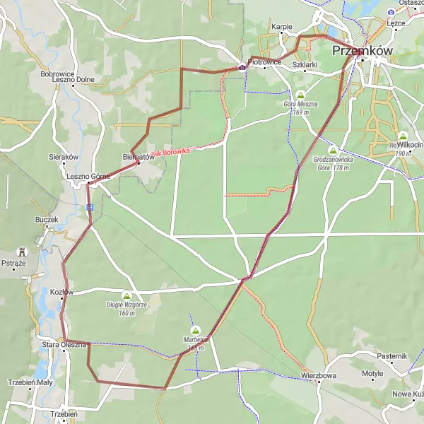 Map miniature of "Piaskowiec Adventure" cycling inspiration in Dolnośląskie, Poland. Generated by Tarmacs.app cycling route planner