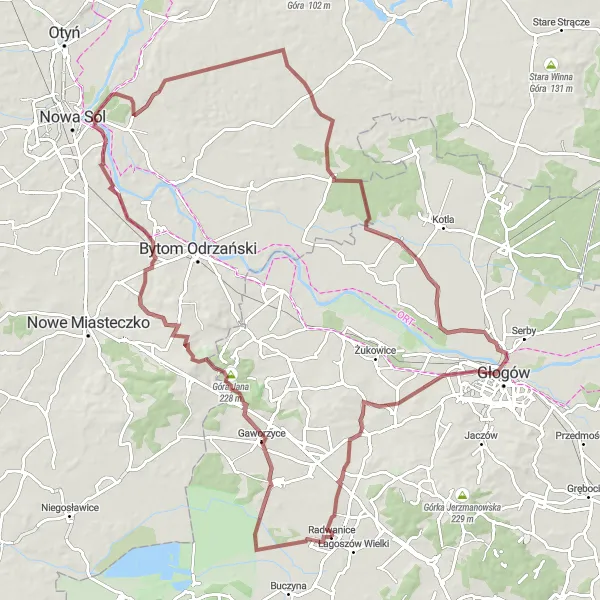 Miniatura mapy "Przez Wrzosowiska i Łysą Górę" - trasy rowerowej w Dolnośląskie, Poland. Wygenerowane przez planer tras rowerowych Tarmacs.app