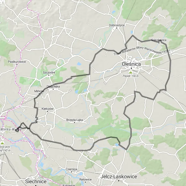 Miniatura mapy "Trasa do Wzgórza przy Ceglanej" - trasy rowerowej w Dolnośląskie, Poland. Wygenerowane przez planer tras rowerowych Tarmacs.app