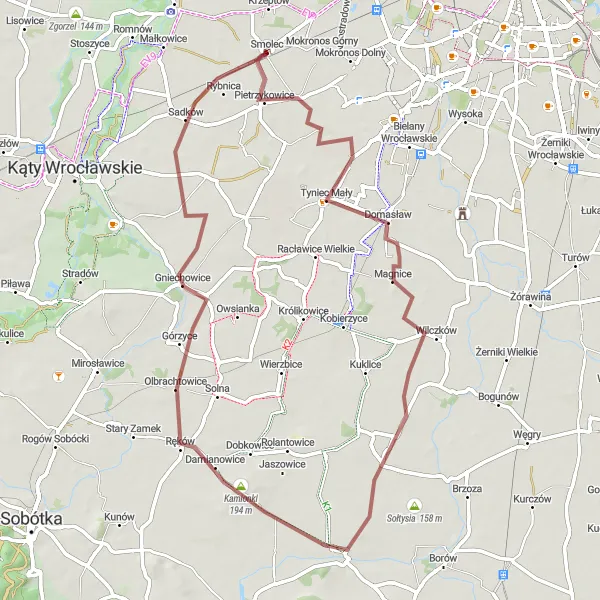 Miniatura mapy "Przejażdżka po polnych drogach" - trasy rowerowej w Dolnośląskie, Poland. Wygenerowane przez planer tras rowerowych Tarmacs.app