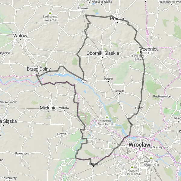 Miniatura mapy "Trasa do brzegu miasta" - trasy rowerowej w Dolnośląskie, Poland. Wygenerowane przez planer tras rowerowych Tarmacs.app