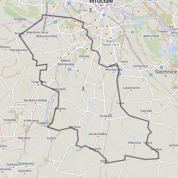 Miniatura mapy "Spacer po historii" - trasy rowerowej w Dolnośląskie, Poland. Wygenerowane przez planer tras rowerowych Tarmacs.app