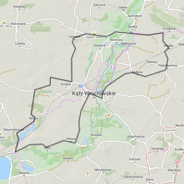 Miniatura mapy "Trasa rowerowa do Kątów Wrocławskich" - trasy rowerowej w Dolnośląskie, Poland. Wygenerowane przez planer tras rowerowych Tarmacs.app