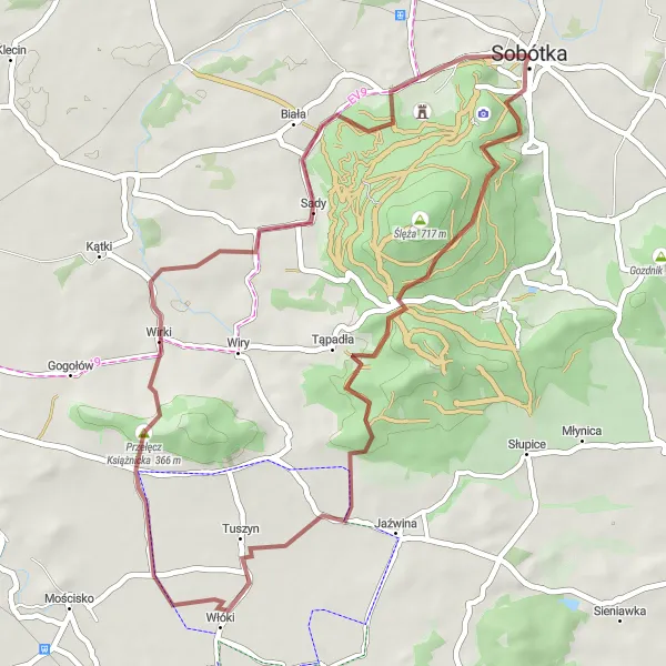 Miniatura mapy "Trasa gravelowa przez Stolną i Górkę" - trasy rowerowej w Dolnośląskie, Poland. Wygenerowane przez planer tras rowerowych Tarmacs.app