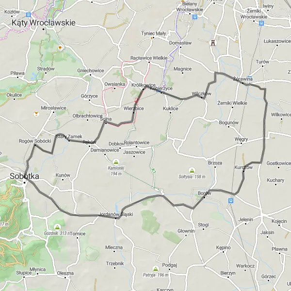 Miniatura mapy "Trasa rowerowa przez urokliwe miejscowości w okolicy Sobótki" - trasy rowerowej w Dolnośląskie, Poland. Wygenerowane przez planer tras rowerowych Tarmacs.app