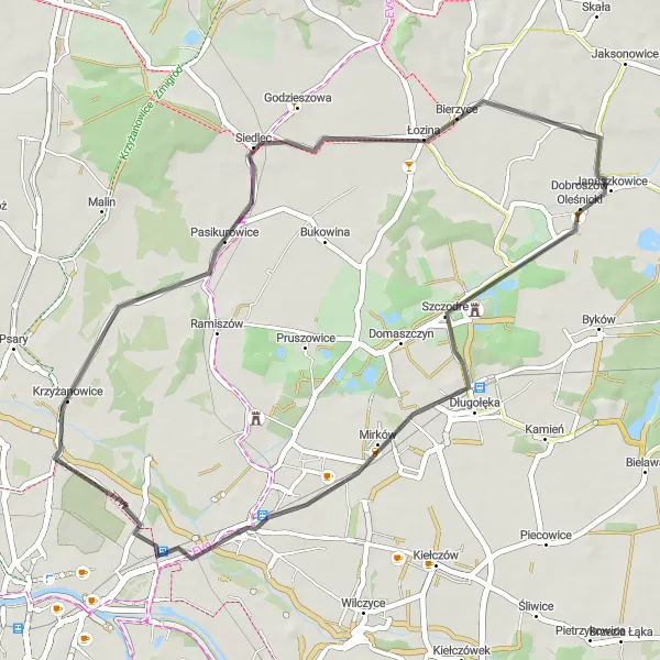 Map miniature of "Scenic Szczodre Ride" cycling inspiration in Dolnośląskie, Poland. Generated by Tarmacs.app cycling route planner