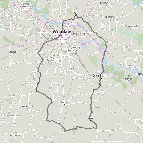 Map miniature of "Road Cycling Adventure Through Natural Landmarks" cycling inspiration in Dolnośląskie, Poland. Generated by Tarmacs.app cycling route planner