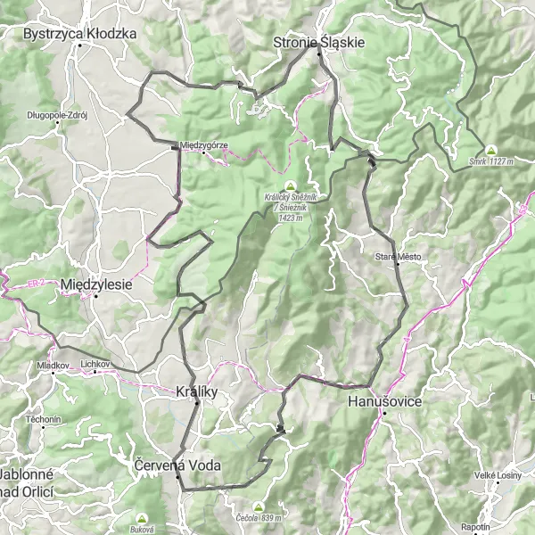 Miniatura mapy "Trasa szosowa przez Bolesławów, Piekielnicę i Modlnicę" - trasy rowerowej w Dolnośląskie, Poland. Wygenerowane przez planer tras rowerowych Tarmacs.app