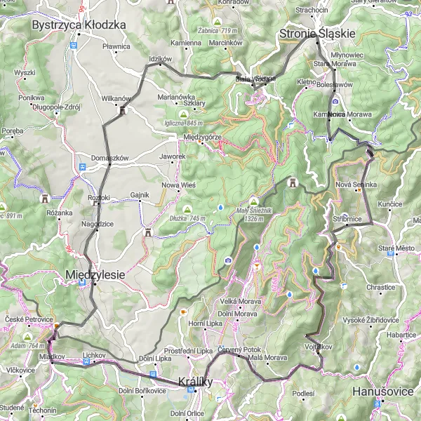 Map miniature of "The Stronie Śląskie Circuit" cycling inspiration in Dolnośląskie, Poland. Generated by Tarmacs.app cycling route planner