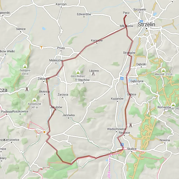 Miniatura mapy "Trasa gravelowa przez Buczynkę" - trasy rowerowej w Dolnośląskie, Poland. Wygenerowane przez planer tras rowerowych Tarmacs.app