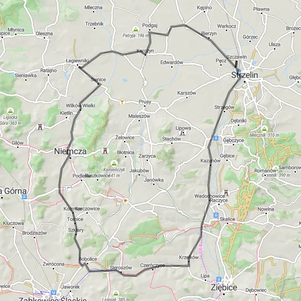 Miniatura mapy "Trasa szosowa do Sienic" - trasy rowerowej w Dolnośląskie, Poland. Wygenerowane przez planer tras rowerowych Tarmacs.app