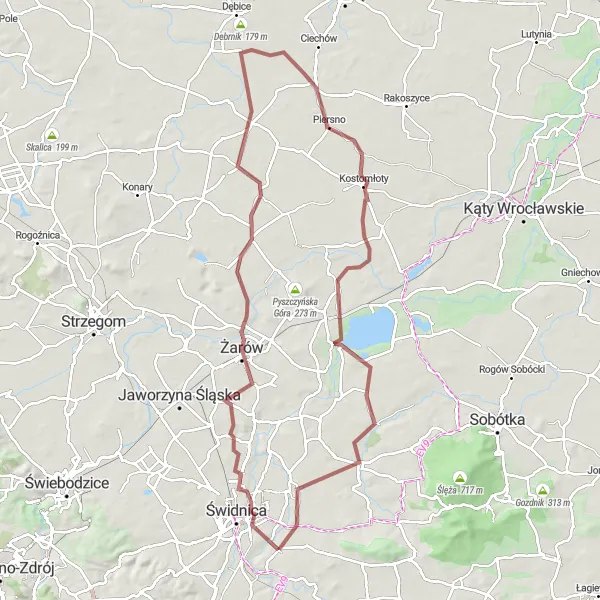 Miniatura mapy "Trasa przez Bagieniec i Łażany" - trasy rowerowej w Dolnośląskie, Poland. Wygenerowane przez planer tras rowerowych Tarmacs.app