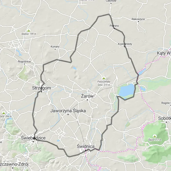 Miniatura mapy "Trasa przez Strzegom i Górę Krzyżową" - trasy rowerowej w Dolnośląskie, Poland. Wygenerowane przez planer tras rowerowych Tarmacs.app