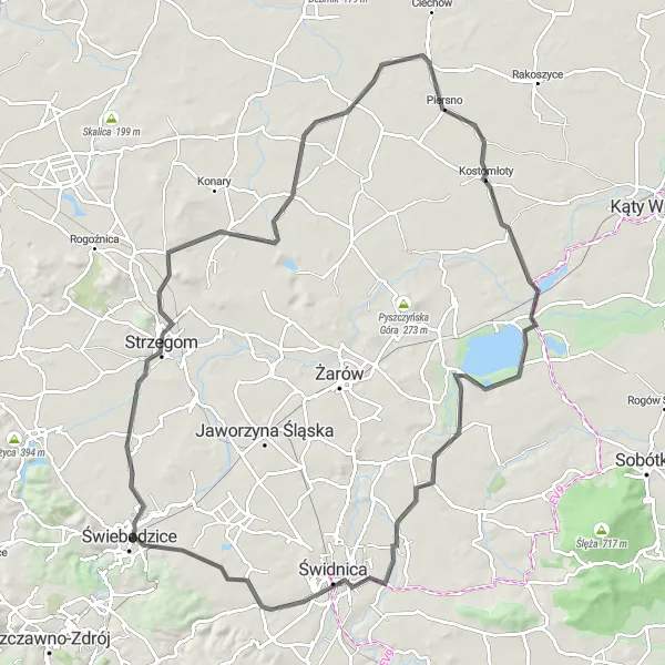 Map miniature of "The Historical Road Adventure" cycling inspiration in Dolnośląskie, Poland. Generated by Tarmacs.app cycling route planner