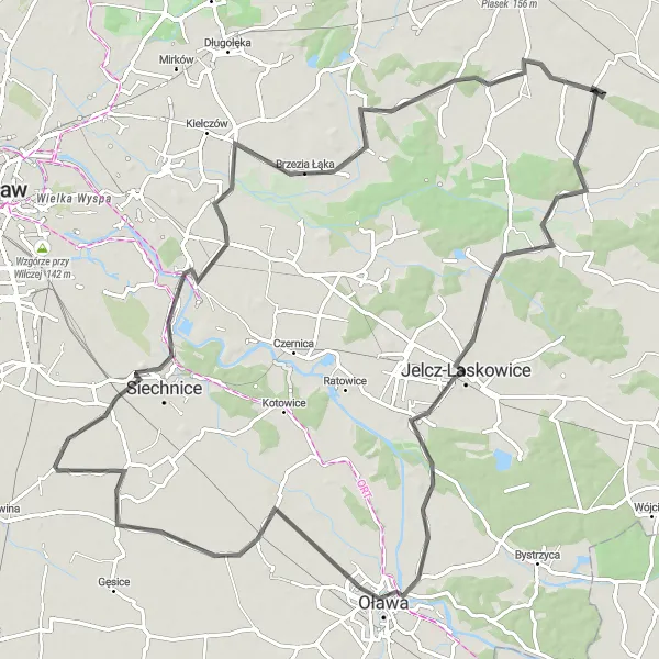 Miniatura mapy "Trasa Road: Święta Katarzyna - Lizawice" - trasy rowerowej w Dolnośląskie, Poland. Wygenerowane przez planer tras rowerowych Tarmacs.app