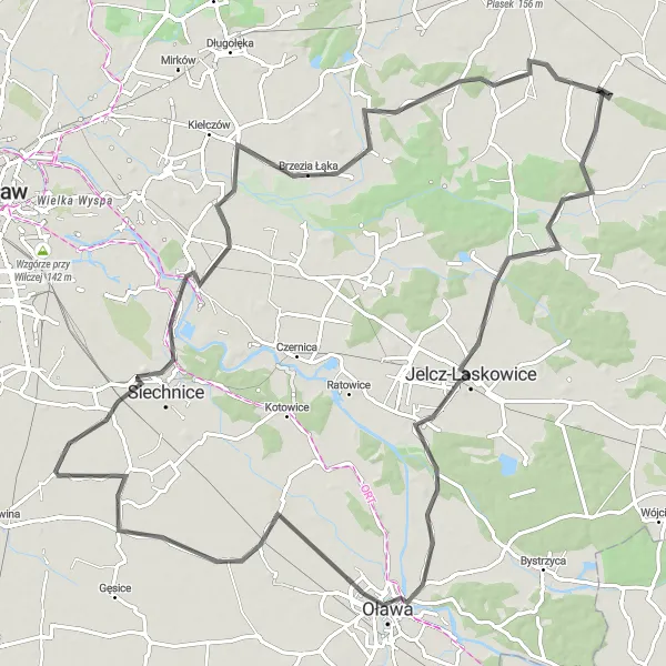 Map miniature of "The Great Dolnośląskie Escape" cycling inspiration in Dolnośląskie, Poland. Generated by Tarmacs.app cycling route planner