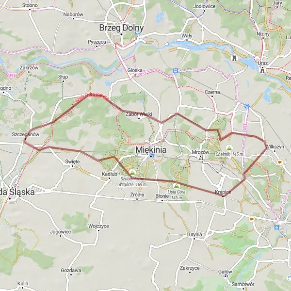 Miniatura mapy "Przejażdżka przez Wiśniową Górę" - trasy rowerowej w Dolnośląskie, Poland. Wygenerowane przez planer tras rowerowych Tarmacs.app