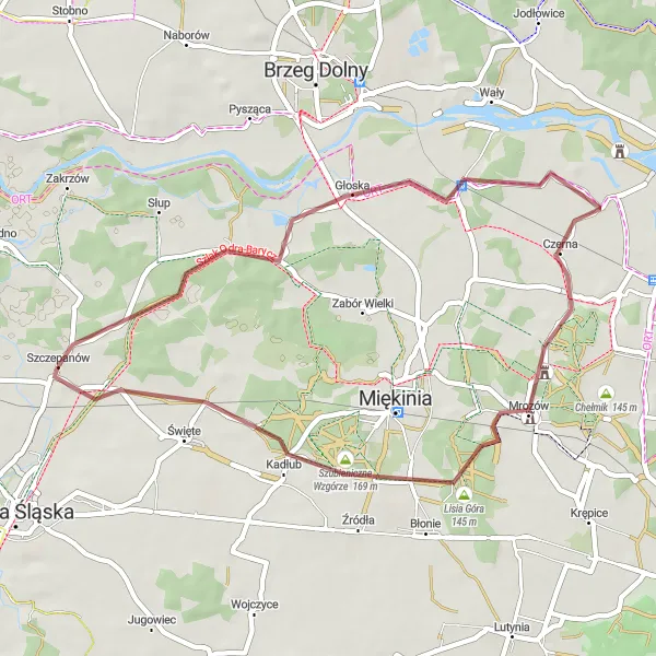 Map miniature of "Wieża Tower Wonder" cycling inspiration in Dolnośląskie, Poland. Generated by Tarmacs.app cycling route planner